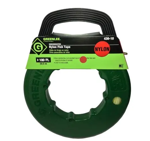 436-10  FISHTAPE, NYLON-100 Greenlee Nylon Fish Tape, 3/16" x 100'