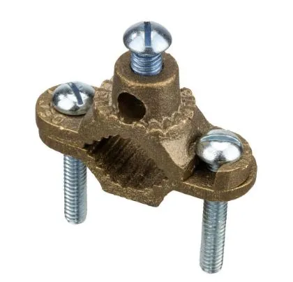 G1  Ground Clamp, Water Pipe: 1/2 - 1", Wire Range: 10 - 2 AWG, Bronze NSI G-1 Heavy Duty Bronze Ground Clam Str Ground Wire Max