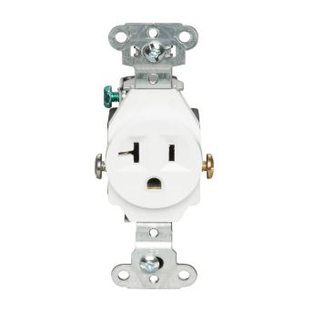 [5351W] 5351W  Heavy Duty Spec Grade Single Receptacles, Side Wire, 20A, 125V, White