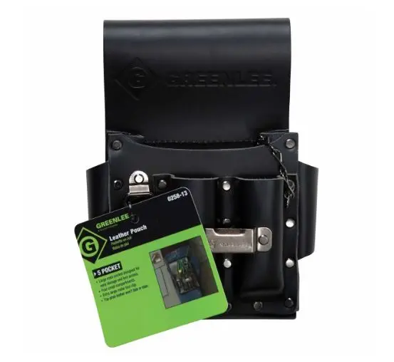 0258-13 4822   Heavy-Duty 5-Pocket Leather Pouch  GREEN LEE