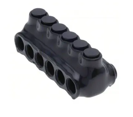 [USA2/0-6] USA2/0-6   INSUL  PWR  DIST/BLOCK-14  6 PORT POLARIS Wire Connector: Black, 6 Ports, For Wire Sizes 14 AWG – 2/0 AWG