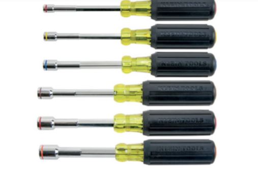 635-6   KLEIN Nut Driver Set, Magnetic Nut Drivers, Heavy Duty, 6-Piece