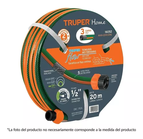 16051   50Ft 15 M 1/2" Reinforced Hoses, 3-Ply, PP Couplings