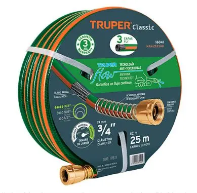 16030   MANGUERA  3 CAPAS  32 Ft 10 METROS -1/2" Reinforced 3 Ply Hose