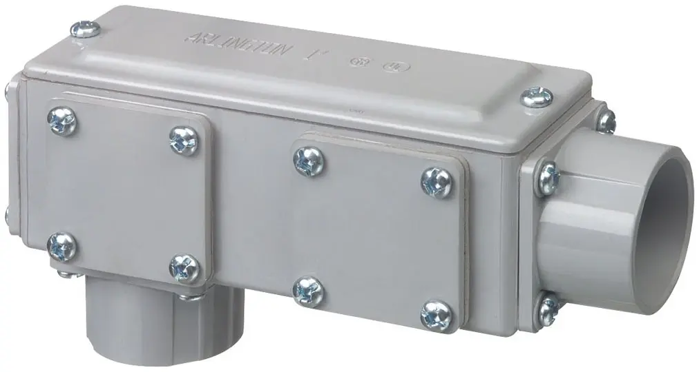 930NM Non-Metallic. five conduit bodies in one. Ships as an LB but converts to a T, LL, LR, or C. Trade Size 1/2"