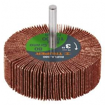13042    3", 80 grain flap wheel  RUEDA FLAP CON VASTAGO 80 GRANO 