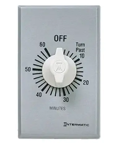 FF460M TIMER   Intermatic FF460M 60-Minute Spring Loaded Wall Timer DPST No Hold - Enhance Energy Efficiency with Universal Compatibility - Automatic Timer for Effortless Control, Brushed Metal Finish