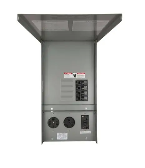 TL137RT  Siemens Low Voltage Talon Temporary Power Outlet Panel. Receptacles included: 14-50R rated 125/250V (50A), TT30R rated 125V (30A), 5-20R2GFI rated 125V (20A). Special features: ringless no bypass, surface mount enclosure, top feed, metered.