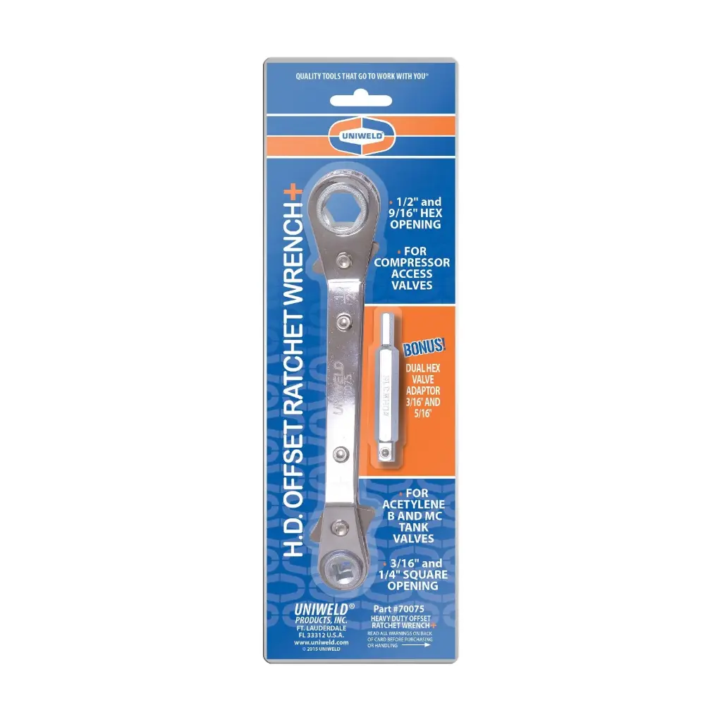  Offset Ratchet Wrench with Free Dual Hex Wrench – Compressor Access Valve-