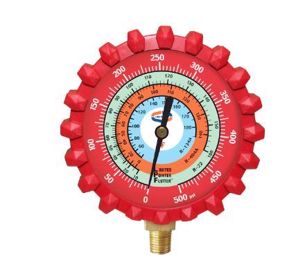 2.5 In Red High Pressure Gauge with Boot R22 R404A R134a