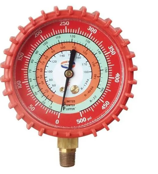G9LAD  UNIWELD  2.5” RED/HIGH PRESSURE LPF™ GAUGE W/BOOT, (PSI °F) (R-134a/R12)