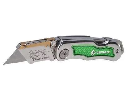 0652-22  FOLDING UTILITY KNIFE 11 BLADES INCLUDED STAINLESS STTEL HANDLE GREENLEE