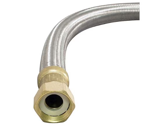 FSBBS34F12  WATER HEATER CONNECTOR 3/4''X 3/4''FIP X12''USE WITH COOPR CPVC ,PE-RT,OR PEX 
