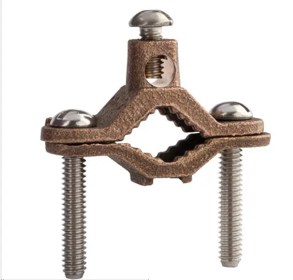 G1S-DB  Water Pipe Ground Clamp, Direct Burial, Bronze, 1/2" - 1" Pipe, 2 AWG Max