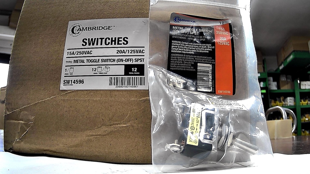 METAL TOGGLE SWITCH (ON-OFF)SPST 15A/220V,20A/125V   SW14596