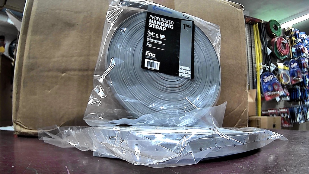 112427   PERFORATED HANGING STRAP 3/4''X 100'  GRAY 
