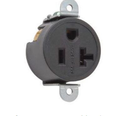 5358BK SINGLE RECEPTACLE 20A/125V SHORT STRP SIDE WIRE BLACK