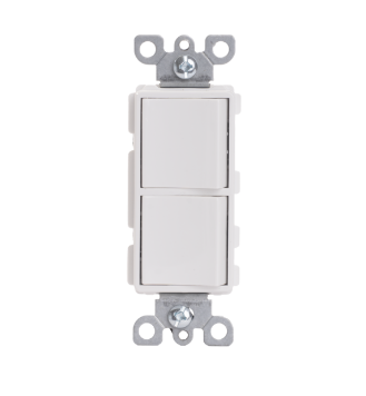 TAN-D7211W Single-Pole/Single-Pole AC Decorator Combination Switch 15 Amp/120 Volt, Commercial Grade- White