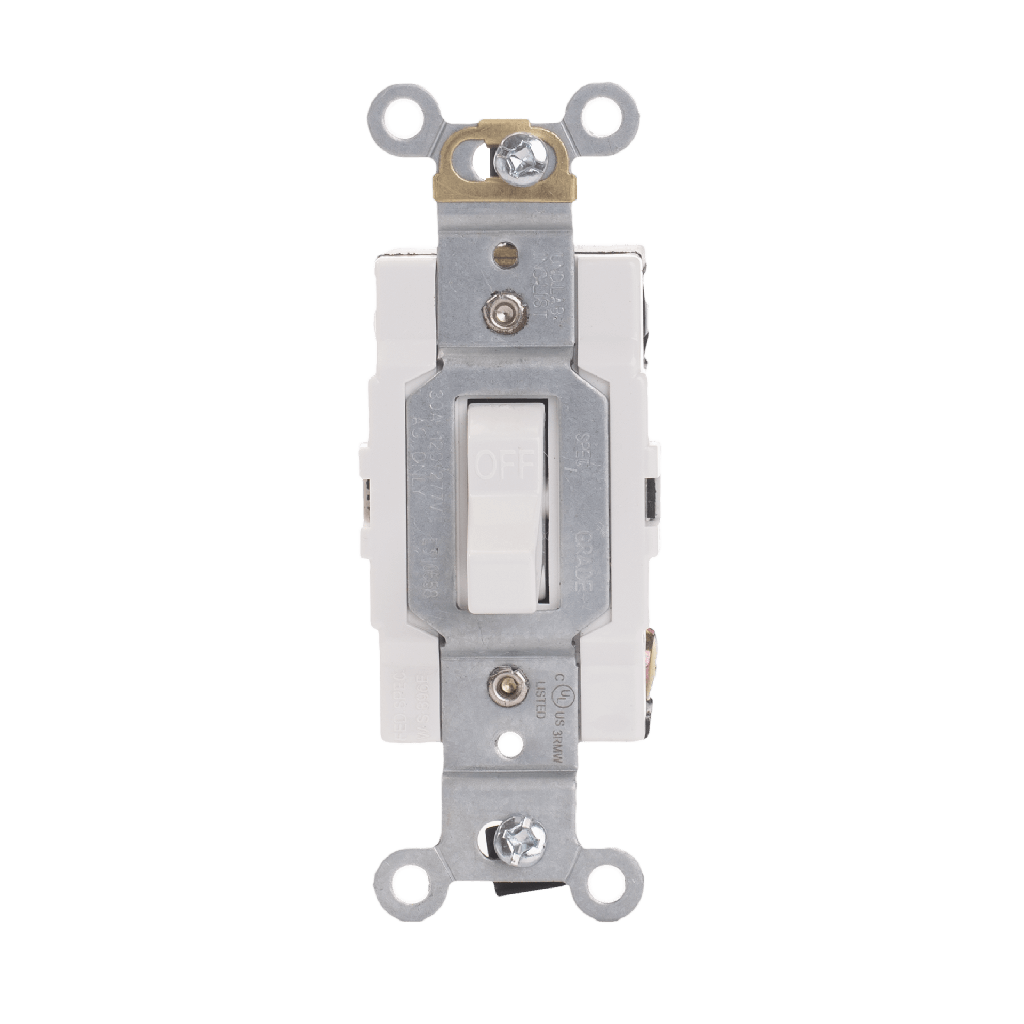 TAN-8503W Toggle Framed AC Pole Quiet Switch, 3-Way, 15 Amp/120 Volt, Residential Grade - White