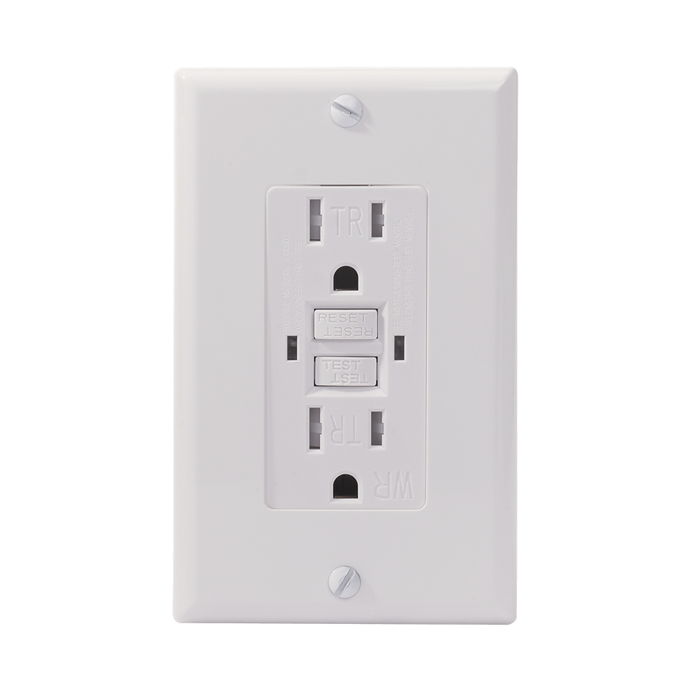 TAN-G7715-TRWD 15Amp/125Volt GFCI, Tamper Resistant & Weather Resistant with wall plate GFCI Outlet - White