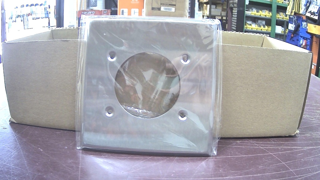 TAN-84026M 2-Gang Flush Mount 2.125 Inch Dia. Receptacle Wall Plate, Midway Size - Stainless Steel