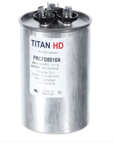 PRCFD8010A  TITAN HD 80+10MFD,440/370V,Rnd CAPACITOR