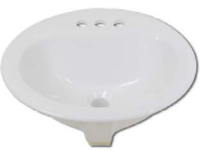 34007 BS3000A  Vitreous China 19" Round Drop-In Sink (White) 4'' O/C LAVAMANOS REDONDO