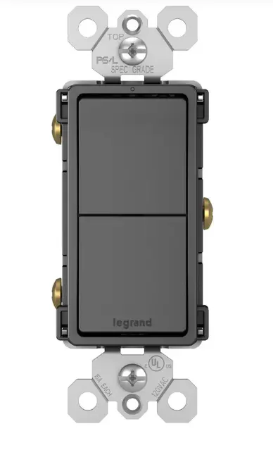 RCD11BK TWO SINGLE-POLE SWITCHES BLACK  radiant Two Single-Pole Rocker Light Swithes, 15-Amp, 120V, Black