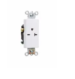 26861BK  HEAVY DUTY DECORATOR SPEC GRADE SINGLE RECEPTCACLES BACK AND SIDE WIRE 20A 250V BLACK