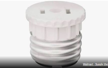 125 612135  125 15A 125V 660W MEDIUM BASE LAMPHOLDER TO OUTLET ADAPTER