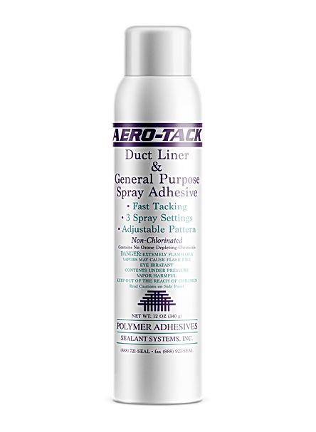 2-ATCK-001  AT-20 AERO-TACK ADHESIVES SPRAYER Aerosol duct liner  that bonds all types of insulation to metal, fiberglass, paper, and wood.