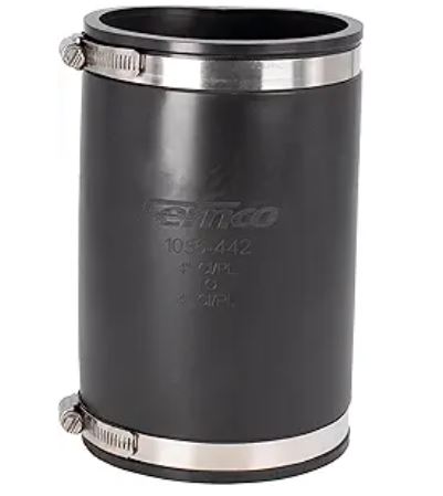 86007  PCX56-44  1056-44  FLX COUP CI X PL 4'' X 4'' Pipe Repair Coupling and Clamps fernco