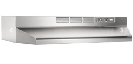413004  BroaN  30" Range Hood, Non-ducted, 2-Speed Rocker, Light, 160 CFM - Stainless