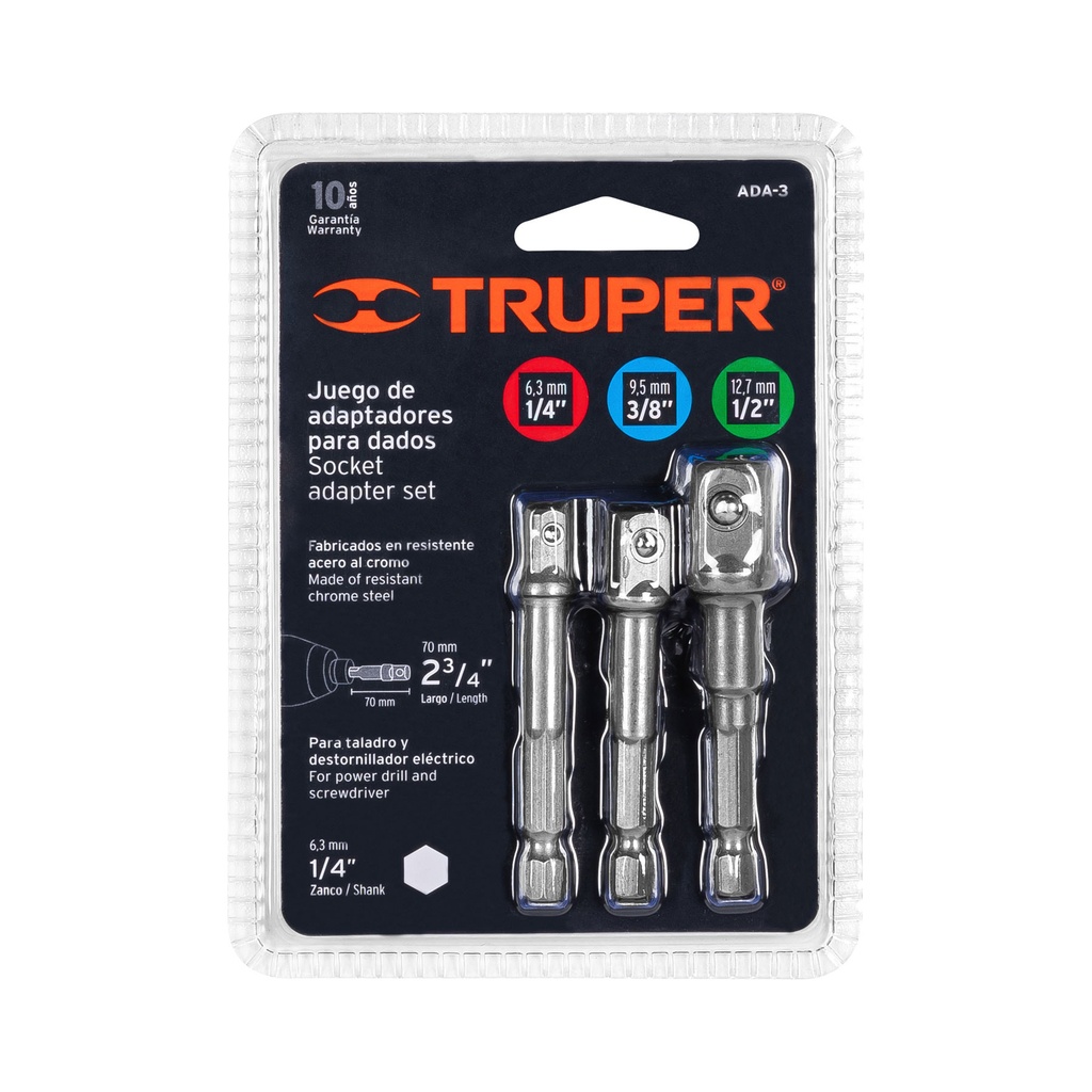 10752   JUEGO ADAPTADORES PARA DADOS1/4'',3/8'',1/2'' ADAPTER