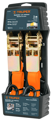 19281 1500 Lbs Max. Load Ratchet Straps  SUJETADOR CON MATRACA  225KG 10FT