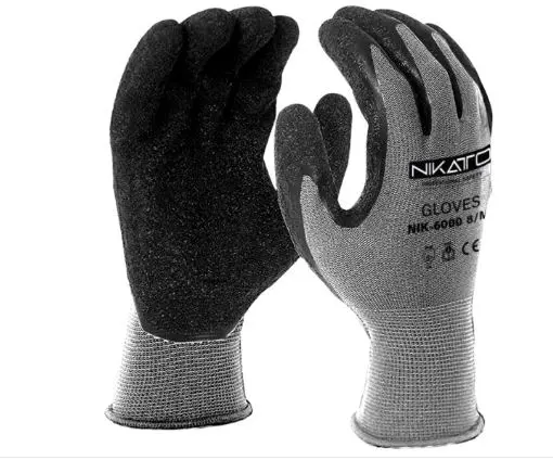 [NIK-6000L] NIK-6000L BLACK CRINKLE LATEX C GLOVES L