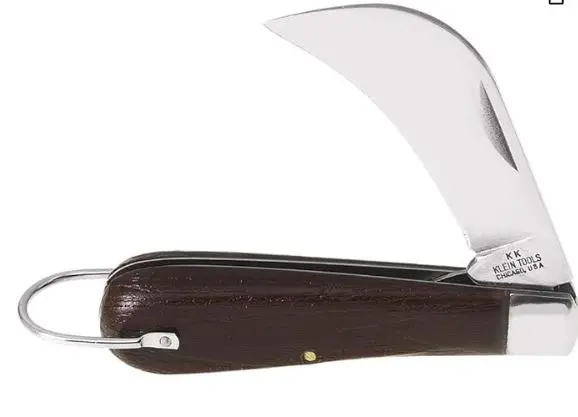 1550-4  NAVAJA DE BOLSILLO DE ACERO AL CARBONO KLEIN  Pocket Knife, Electricians Knife with Carbon Steel 2-5/8 Inch Hawkbill Slitting Blade