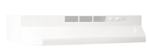 413001 Broan 30" Range Hood, Non-ducted, 2-Speed Rocker, Light, 160 CFM - White