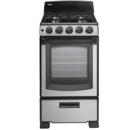 DR202BSSGLP   Danby 20" RANGE Gas Range, 2 Oven Racks, Window, 4 Open Burners, ADA, Manual Clean - Stainless STOVE COCINA