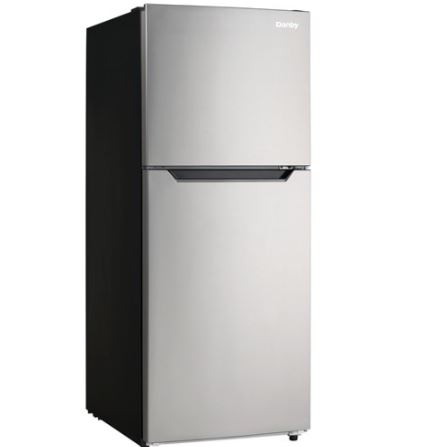 DFF101B1BSLDB  Danby 10.1 CuFt. Refrigerator, Glass Shelves, Crisper, Frost Free - Black/Stainless