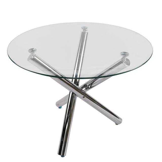 DINING TABLE  T158  CHROME LEGS TEMPERED GLASS TOP 8MM