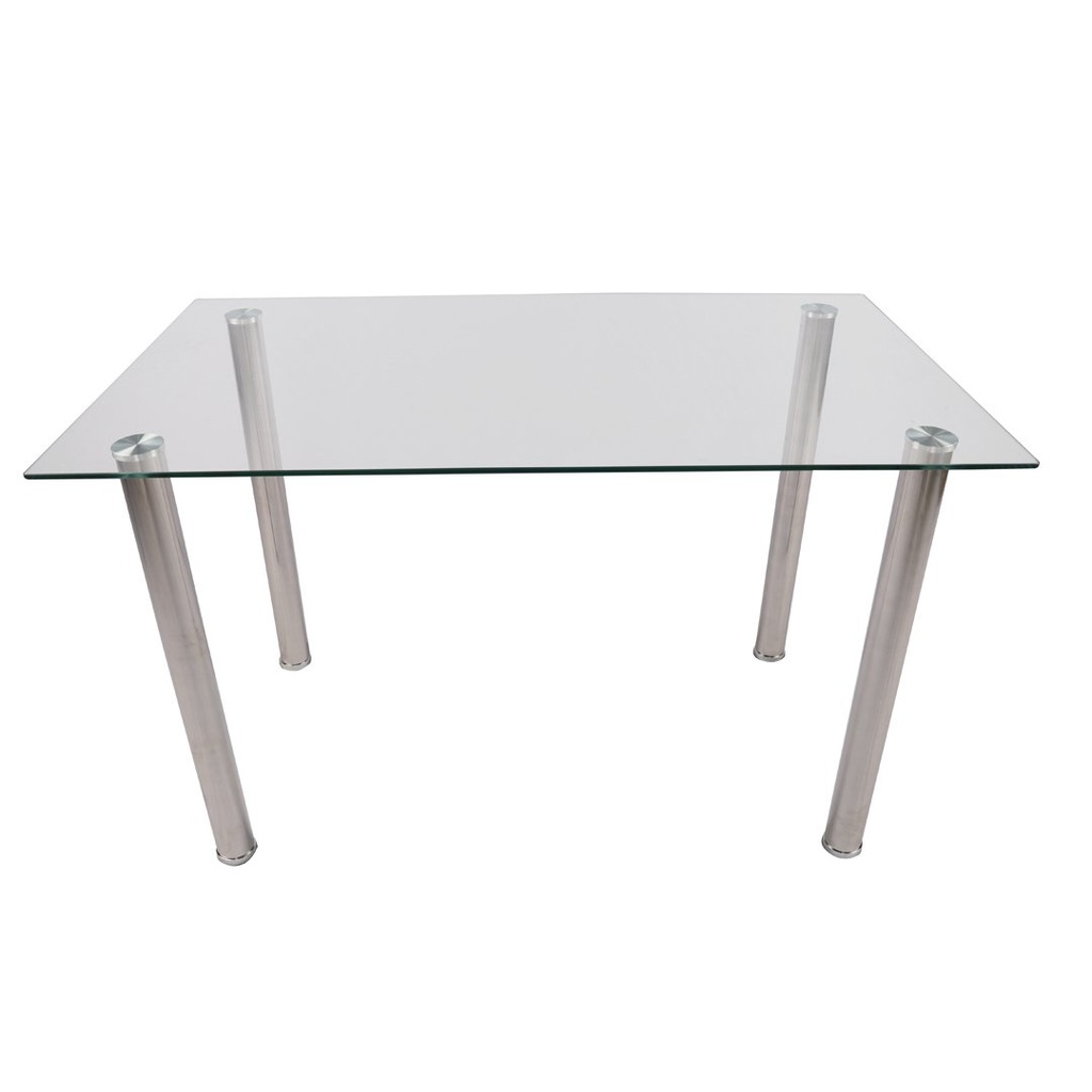 DINING TABLE  T154  CHROME LEGS TEMPERED CLEAR GLASS TOP 8MM