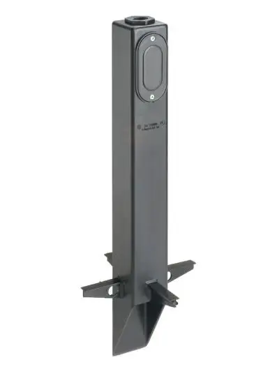 GP19B    Outdoor Garden Post, Support for 3-Wire Light Fixtures, Black, 19"