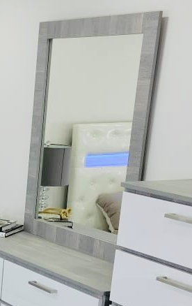 MIAMI  MIRROR  CHARCOAL OR LULA + GLOSSY WHITE  COMES WITH HANDLES H-60 SILVER OR GOLD