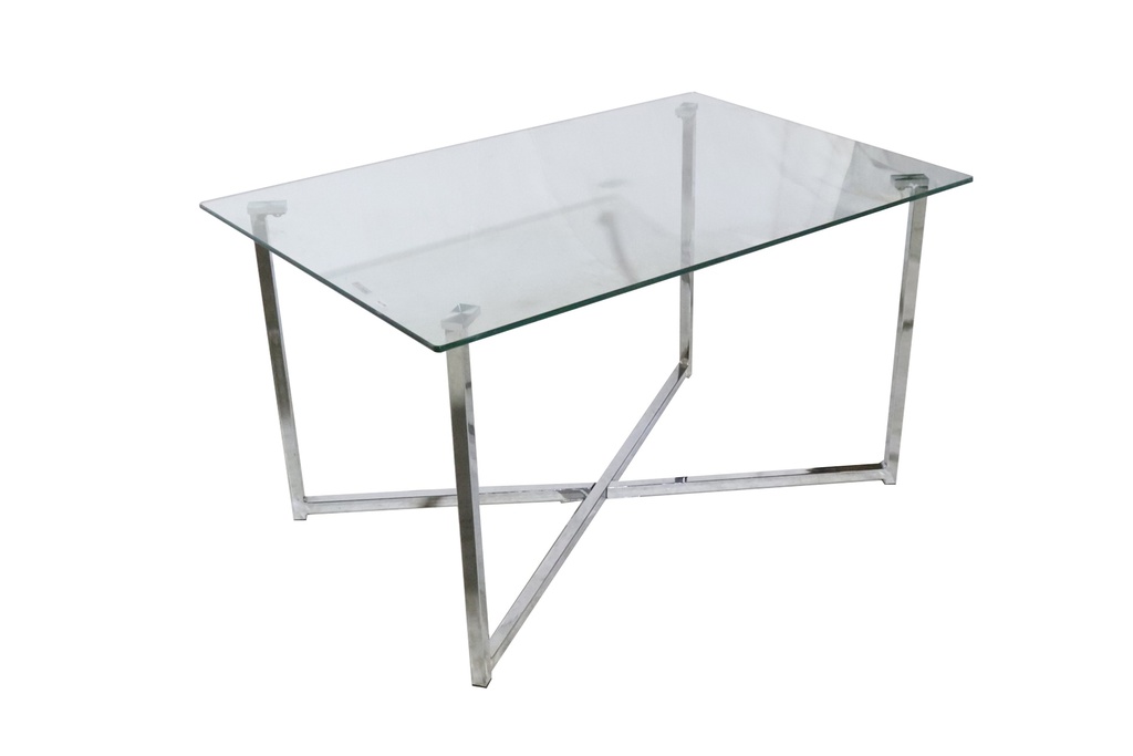 COFFE TABLE SET  CT4107  CHROME LEGS TEMPERED CLEAR GLASS TOP 8MM