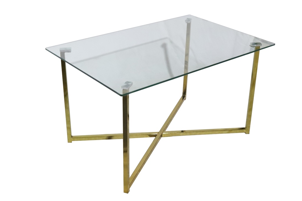 COFFE TABLE SET  CT4107 GOLD  GOLD LEGS TEMPERED CLEAR GLASS TOP 8MM