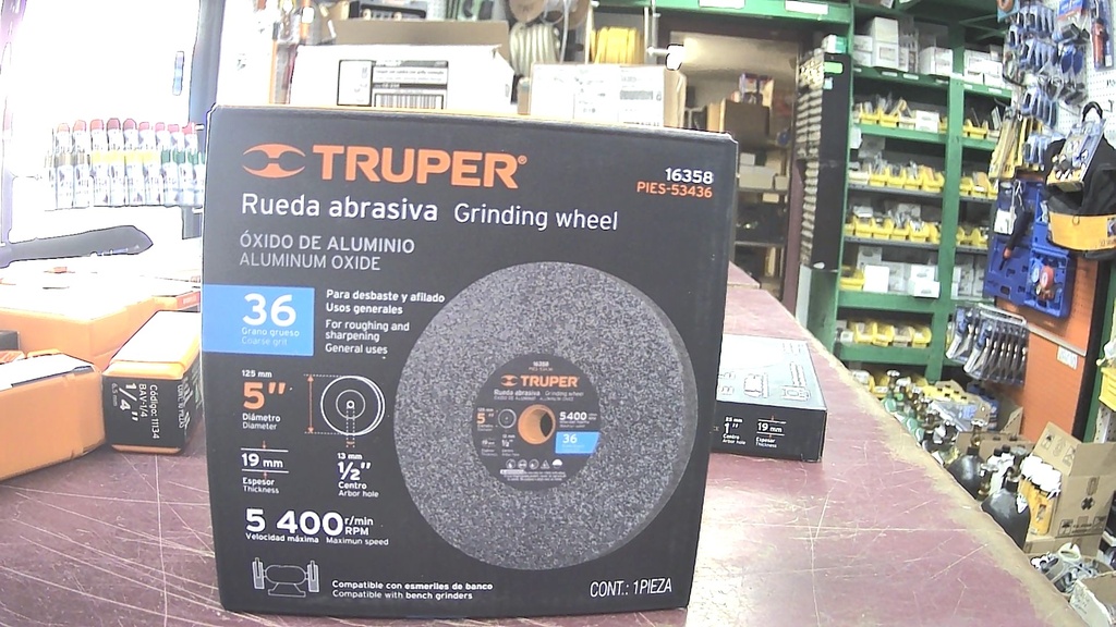 16358  RUEDA ABRASIVA GRINDING WHEEL CENTRO 1/2''X 5'' DIAMETRO 5400RPM 