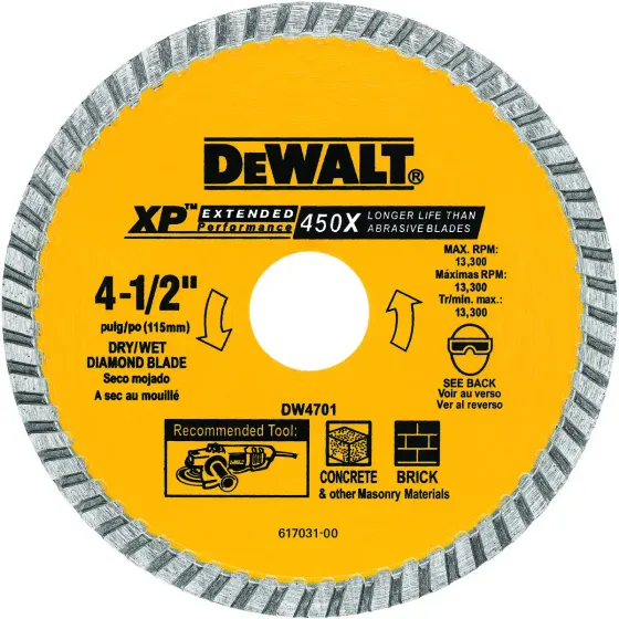 DW4701 DEWALT XP 4-1/2" TURBO DIAMOND BLADE