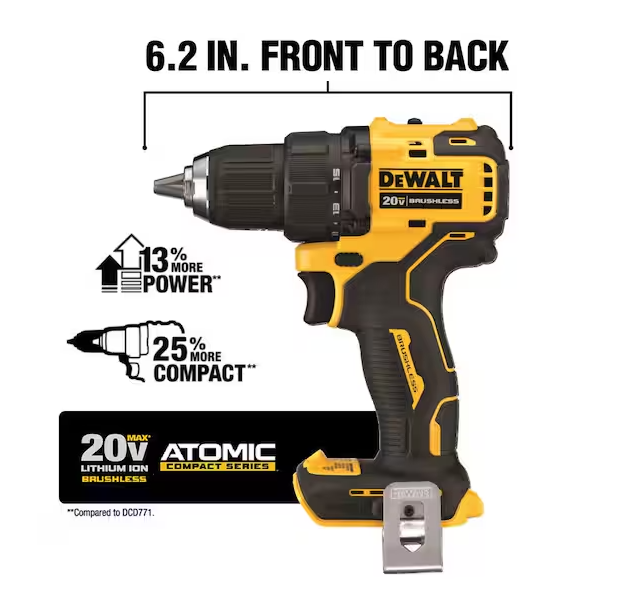DCD777  ATOMIC 20V MAX Cordless Brushless Compact 1/2 in. Drill/Driver (Tool Only) DEWALT