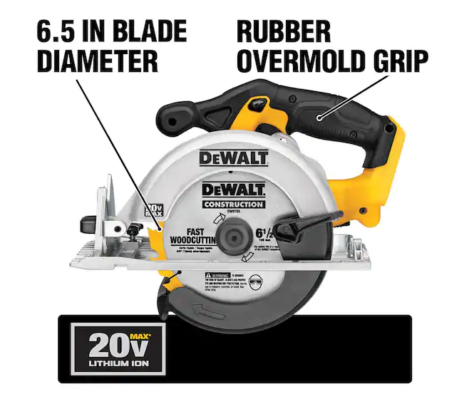 DCS393 20V MAX Cordless 6.5 in. Sidewinder Style Circular Saw (Tool Only)